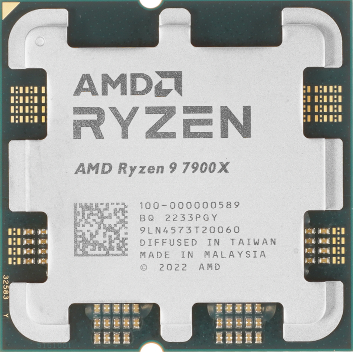 Процессор AMD Ryzen 9 7900X OEM (S-AM5, ядер: 12, потоков: 24, 4.7-5.6 GHz, L2: 12MB, L3: 64 MB, VGA Radeon, TDP 170W) 100-000000589