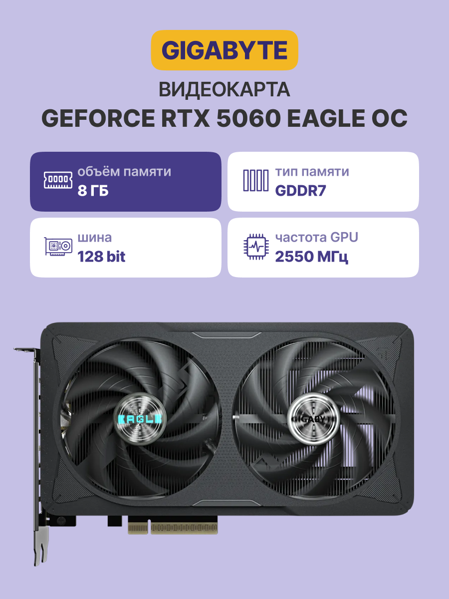 Видеокарта GIGABYTE GV-N5060EAGLE OC-8GD